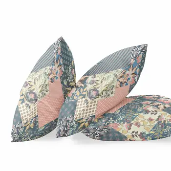 28" Green Peach Boho Floral Indoor Outdoor Throw Pillow