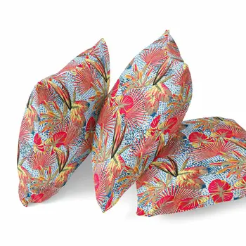 28” Crimson Yellow Tropical Indoor Outdoor Throw Pillow
