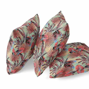 20” Red Yellow Tropical Indoor Outdoor Throw Pillow
