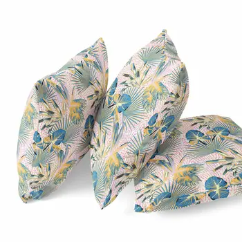 28” Blue Gold Tropical Indoor Outdoor Throw Pillow