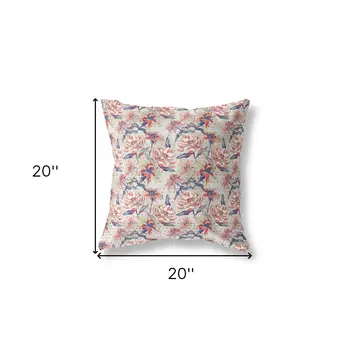 20” Red Light Indigo Roses Indoor Outdoor Throw Pillow