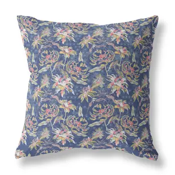 26” Blue Yellow Roses Indoor Outdoor Throw Pillow