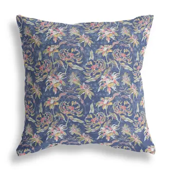 26” Blue Yellow Roses Indoor Outdoor Throw Pillow