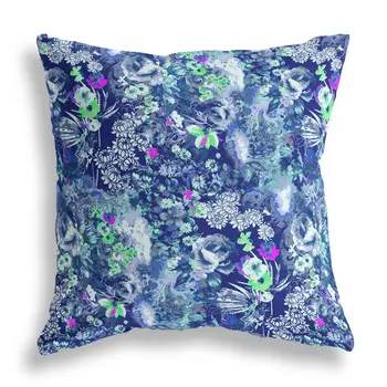 20" Purple Blue Springtime Indoor Outdoor Throw Pillow