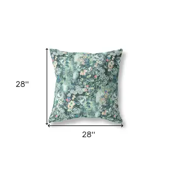 28" Green Black Springtime Indoor Outdoor Throw Pillow