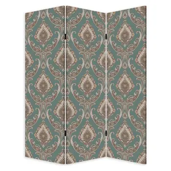 Vintage Green Baroque Three Panel Room Divider Screen