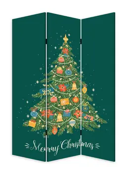 Festive Merry Christmas Three Panel Room Divider Screen
