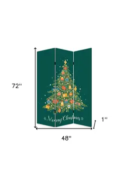 Festive Merry Christmas Three Panel Room Divider Screen