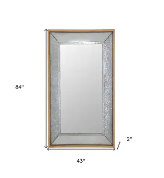 84" Gray Brown Metal and Wood Framed Leaning Accent Mirror