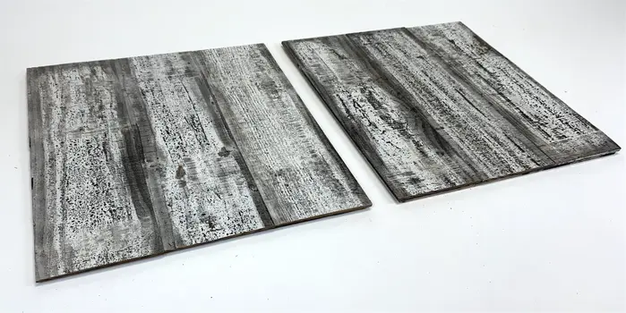 Set of Two Black and Whitewash Rustic Wood Wall Art Hanging Panels