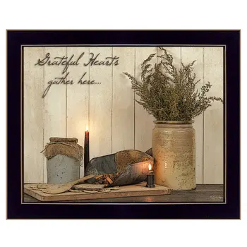 Grateful Hearts 3 Black Framed Print Wall Art