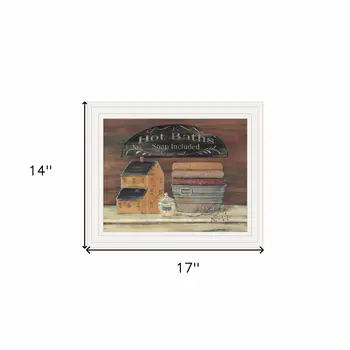 HOT BATH 8 White Framed Print Bathroom Wall Art