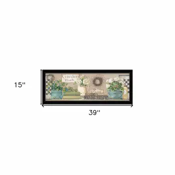 Garden Bath 2 Black Framed Print Bathroom Wall Art