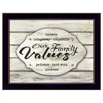 Our Family Values 1 Black Framed Print Wall Art