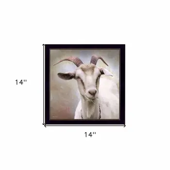 Up Close Goat Black Framed Print Wall Art