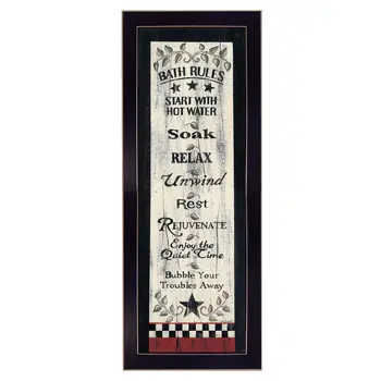 Bath Rules 6 Black Framed Print Bathroom Wall Art