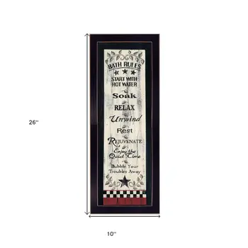 Bath Rules 6 Black Framed Print Bathroom Wall Art