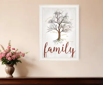 Family Tree 1 White Framed Print Wall Art