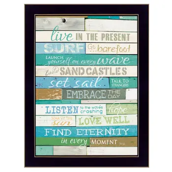 Live in the Present 1 Black Framed Print Wall Art