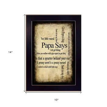 Papa Says Black Framed Print Wall Art