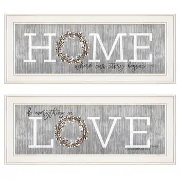 Set Of Two Where Our Story Begins 1 White Framed Print Wall Art