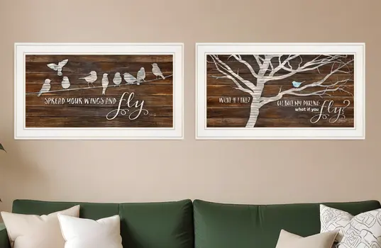 Set Of Two Spread Your Wings 1 White Framed Print Wall Art