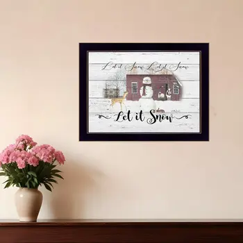 Let It Snow 1 Black Framed Print Wall Art