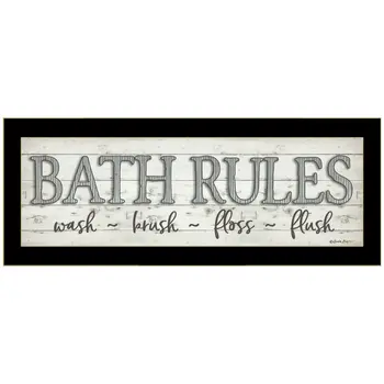 Bath Rules 3 Black Framed Print Bathroom Wall Art