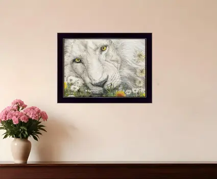 Dandy Lion 1 Black Framed Print Wall Art