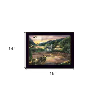 Lakefront Camping II 1 Black Framed Print Wall Art