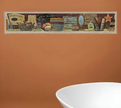 Country Bath Shelf 5 Brown Framed Print Bathroom Wall Art