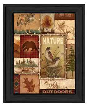 Lodge Collage II Black Framed Print Wall Art