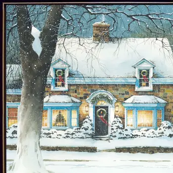 Snow Softly Falling 2 Black Framed Print Wall Art