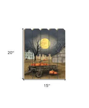 Harvest Moon Pumpkins Unframed Picket Fence Wall Art