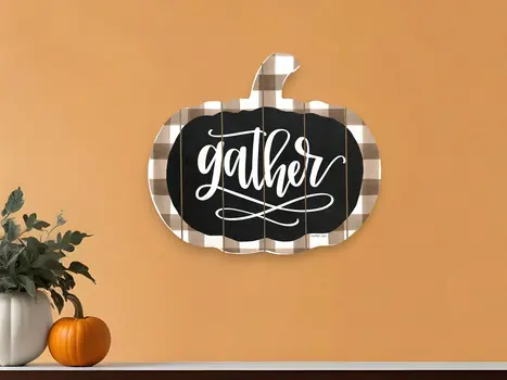Gather Printed on a Pumpkin Unframed Print Wall Art
