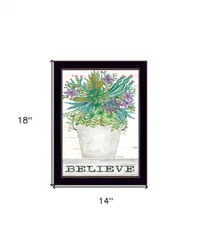Believe Succulents 1 Black Framed Print Wall Art