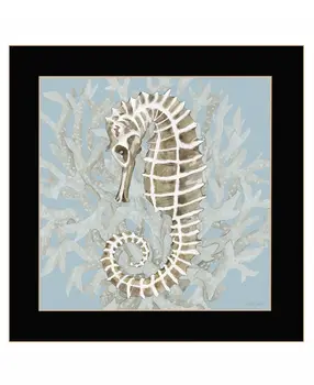 Seahorse and Coral Black Framed Print Wall Art