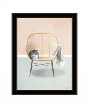 Happy Cat 1 Black Framed Print Wall Art