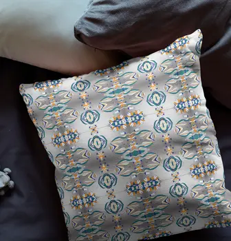 20"x20" Off White And Brown Zippered Suede Geometric Throw Pillow