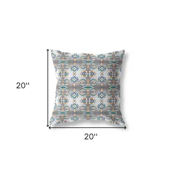 20"x20" Off White And Brown Zippered Suede Geometric Throw Pillow