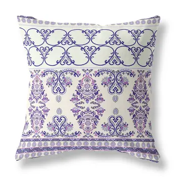 16" Purple and White Throw Pillow