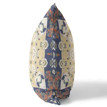 20"x20" Blue Yellow Zippered Suede Geometric Throw Pillow