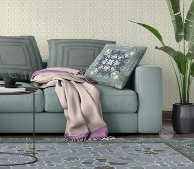 16" Blue and Gray Throw Pillow