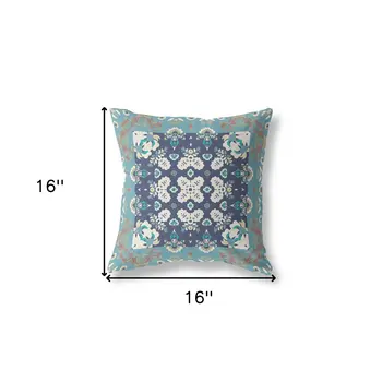 16" Blue and Gray Throw Pillow