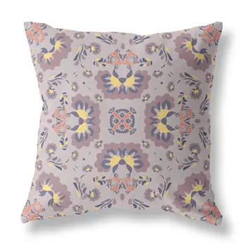 16" Purple and Yellow Throw Pillow