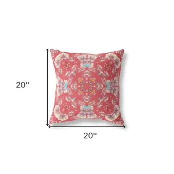 20"x20" Red Zippered Suede Geometric Throw Pillow