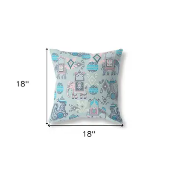 18" X 18" Gray And Pink Paisley Blown Seam Suede Throw Pillow