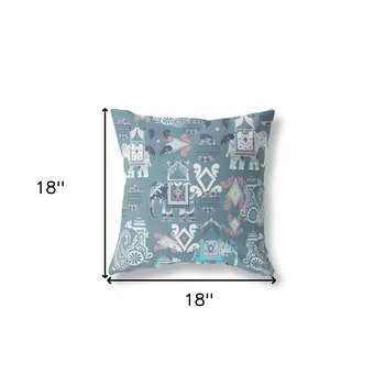 18" X 18" Gray And White Paisley Blown Seam Suede Throw Pillow