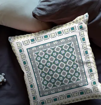 20" X 20" White And Green Floral Blown Seam Suede Throw Pillow