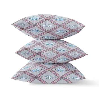 26" X 26" Gray And Pink Zippered Geometric Indoor Outdoor Throw Pillow